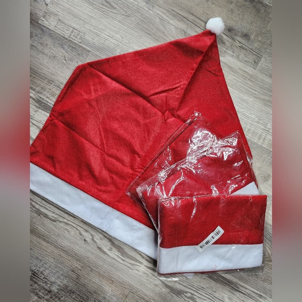 Red and White 19" Santa Chair Hats Set Of 4 Holiday Decor Dining - Thumbnail 7