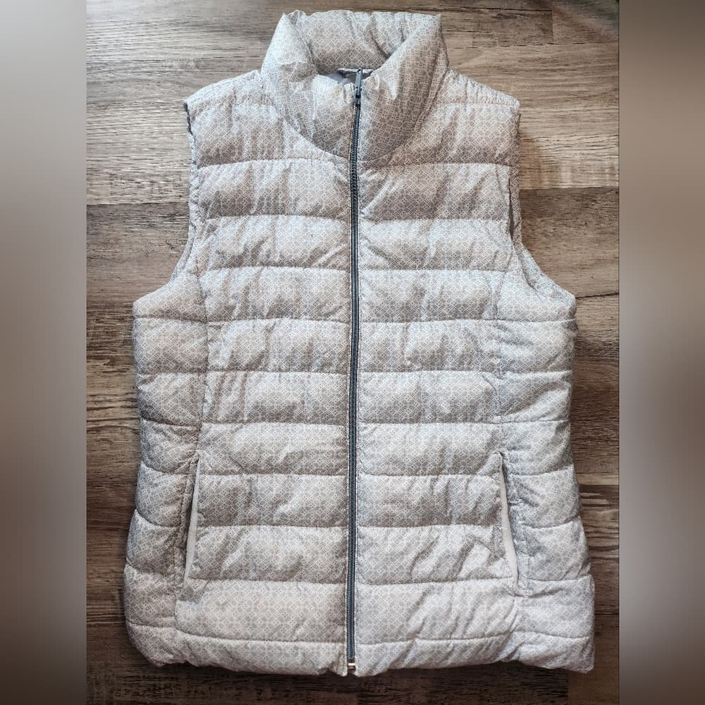 GAP Light Gray Thick Quilted Zip Up Puffer Vest - Thumbnail 10
