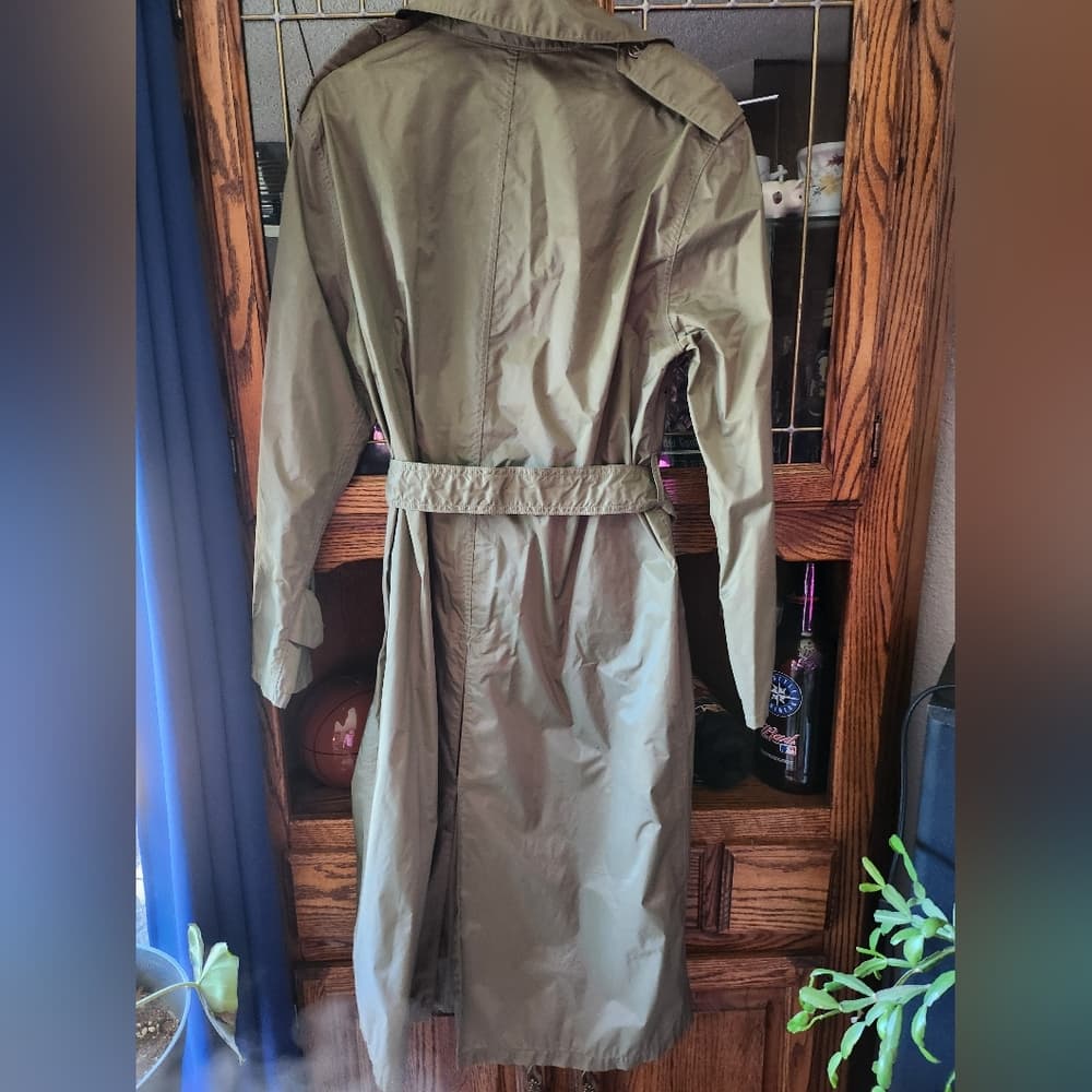 Green Military Trench Style Raincoat with Wide Collar and Belt Reg 34 Mens - Thumbnail 5