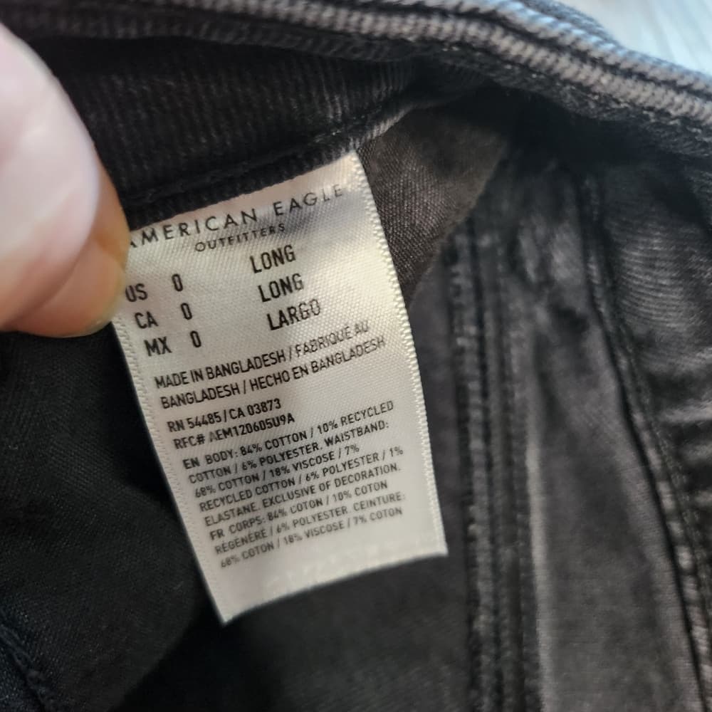 American Eagle Outfitters Distressed Black Wash Denim Long Skinny Jeans - Thumbnail 4