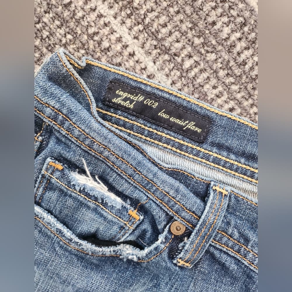 Citizens Of Humanity Blue Denim Cut Off Freyed Stretchy Shorts Made In Usa - Thumbnail 3