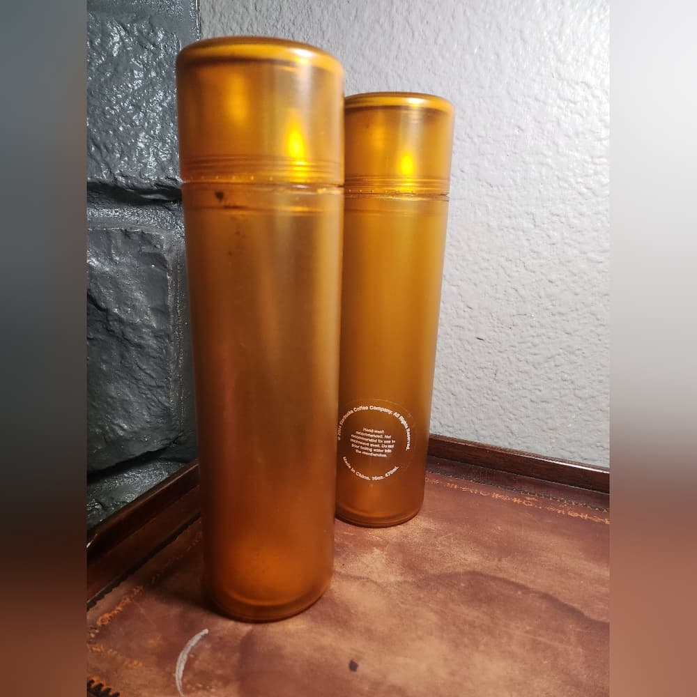 Starbucks Vintage 2004 16 Oz Orange Carafe Set Of Two Coffee Tumbler