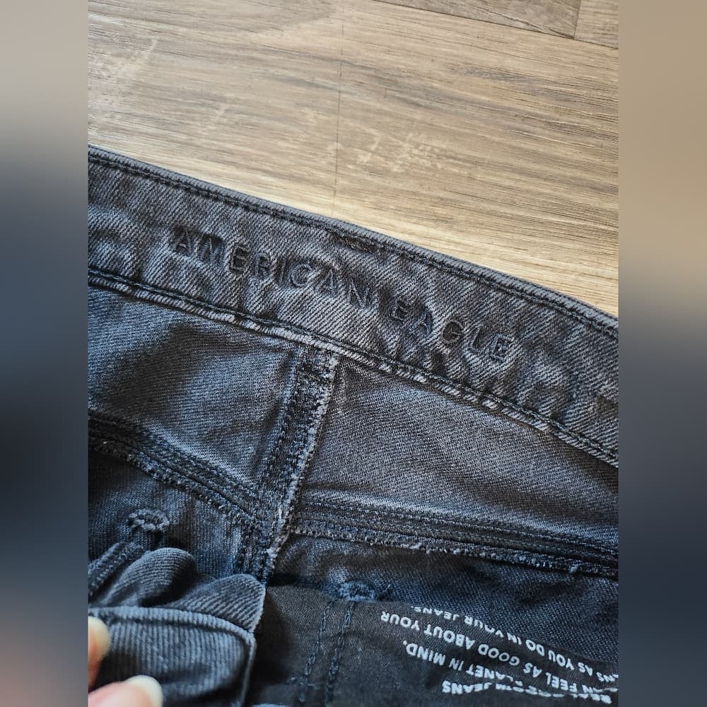 American Eagle Outfitters Distressed Black Wash Denim Long Skinny Jeans - Thumbnail 3