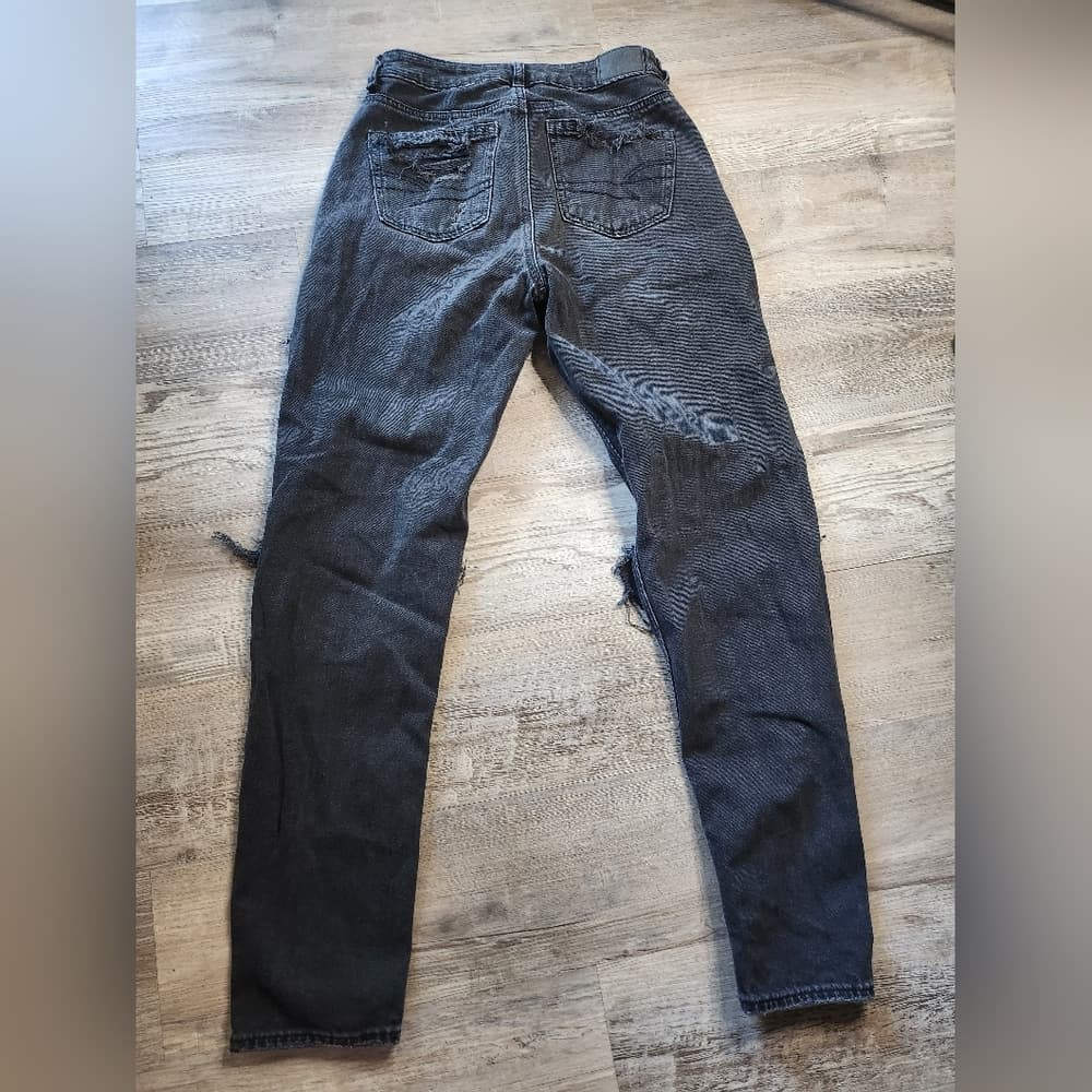 American Eagle Outfitters Distressed Black Wash Denim Long Skinny Jeans - Thumbnail 5
