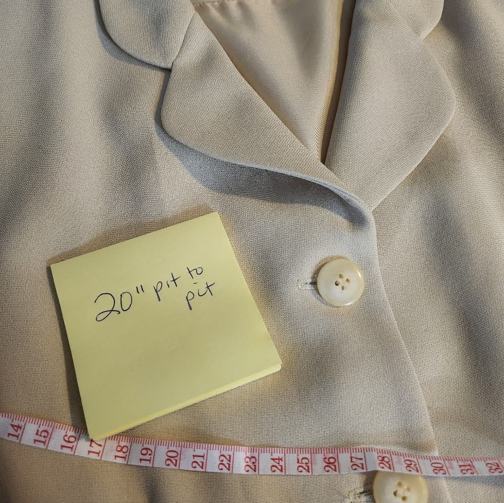 Vintage Talbots Cream Midi Button Down Business Casual Dress with Notched Collar - Thumbnail 3
