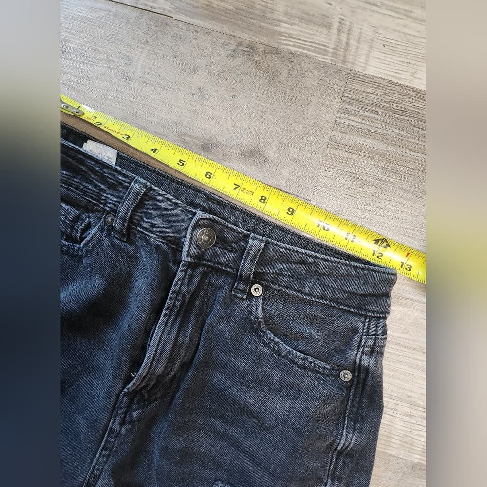 American Eagle Outfitters Distressed Black Wash Denim Long Skinny Jeans - Thumbnail 7