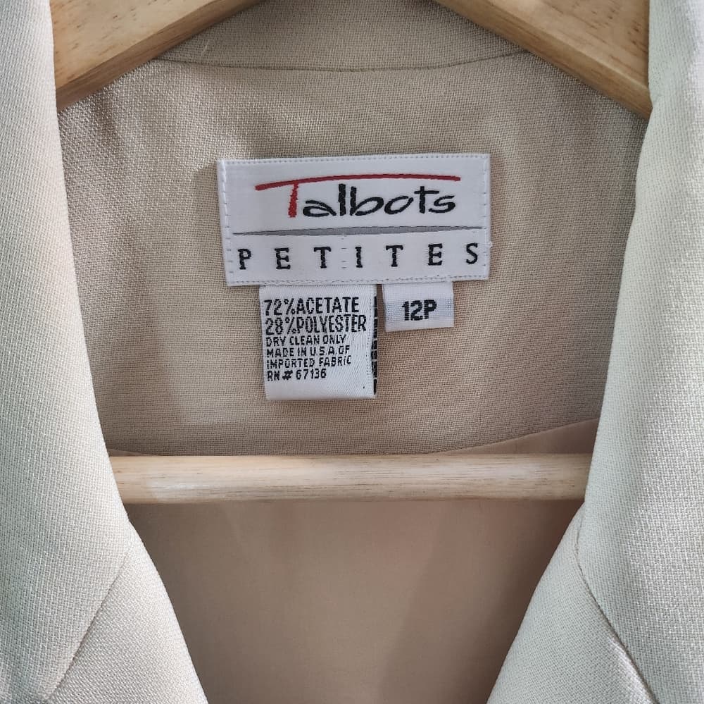 Vintage Talbots Cream Midi Button Down Business Casual Dress with Notched Collar - Thumbnail 7