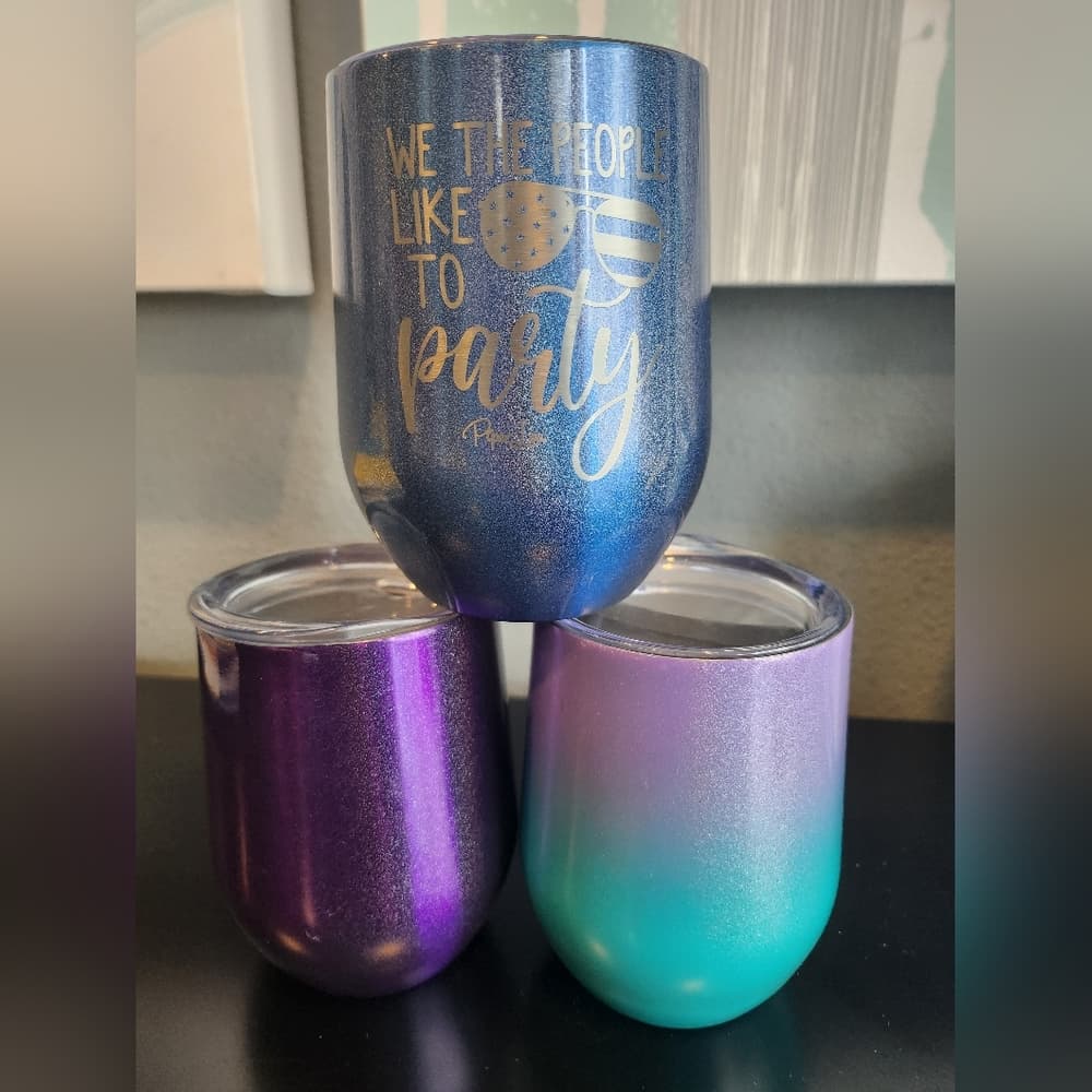 Colorful Party Wine Tumbler Set - Blue, Purple, Teal - Thumbnail 5
