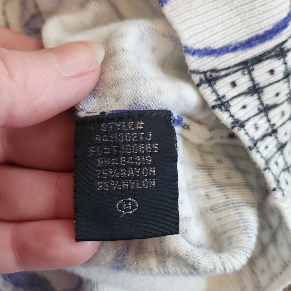 GNW Blue and White Crew Neck Sweater with Porcelain Pattern - Thumbnail 3
