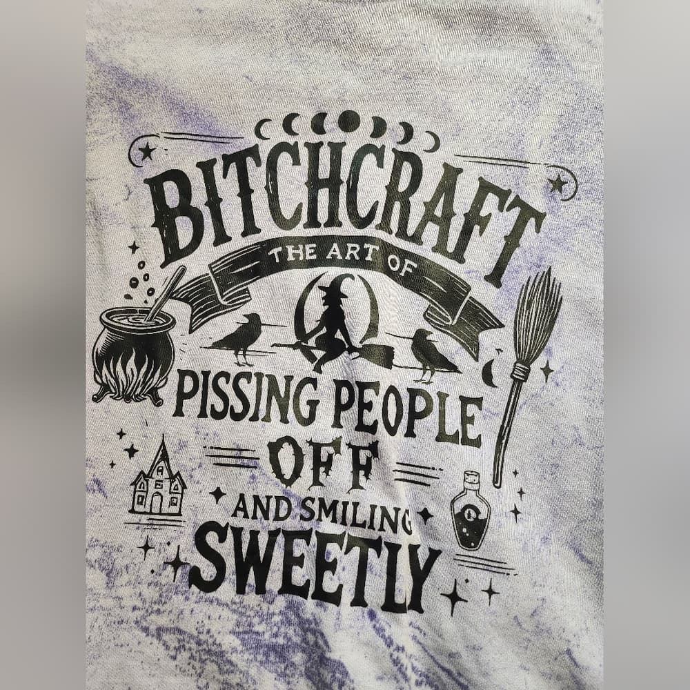 Comfort Colors Purple Black Funny Graphic Bitchcraft Pullover Sweatshirt - Thumbnail 2