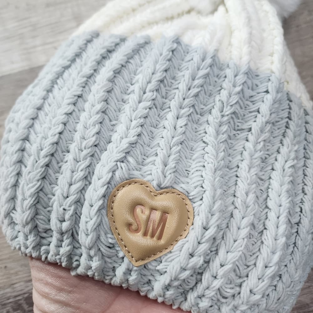 Stylish Two-Tone Knit Beanie with Pom Pom By Steve Madden
