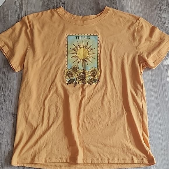 Sunflower Yellow and Orange Tarot Card The Sun Tee Juniors - Thumbnail 4