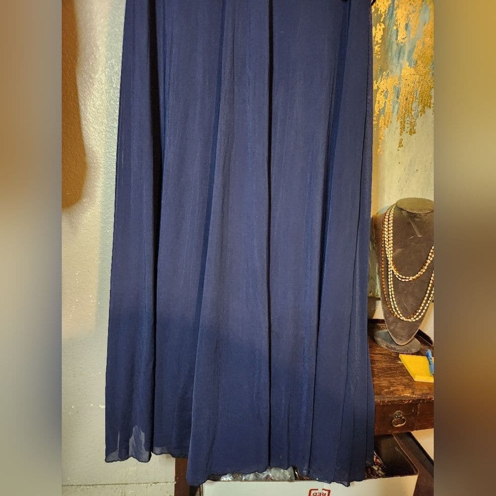 Navy Blue Beaded Formal Mother Of the Bride Dress Pisarro Nights - Thumbnail 5