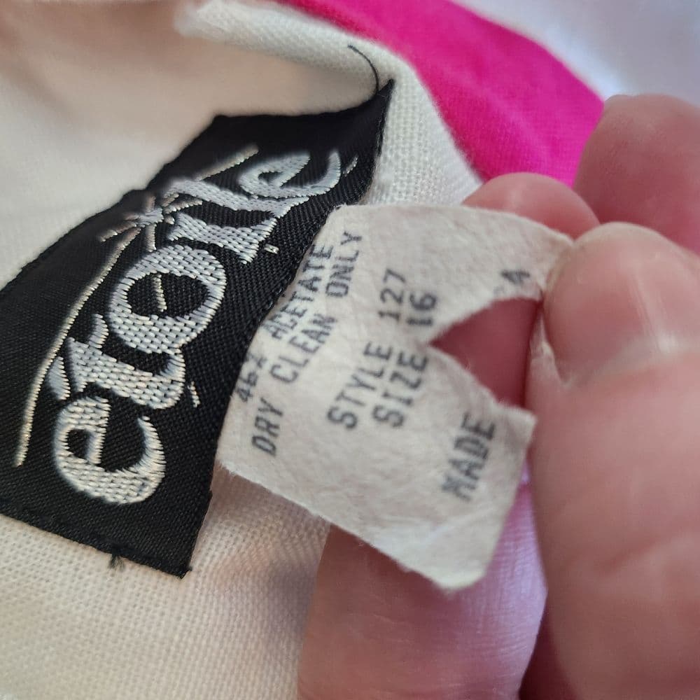 Vintage 1980s White and Pink Bow Tie Dress - Thumbnail 5