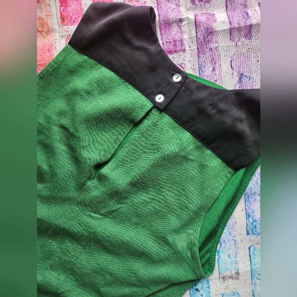 2 For 10 Sale Zara Evening Shift Dress Emeral Green and Black with Pockets - Thumbnail 4
