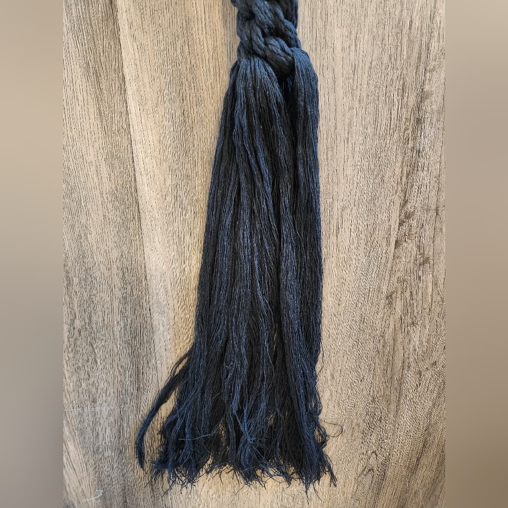 Large Black Macrame Knotted Fringe Tassel Hanging Plant holder for large pot - Thumbnail 3
