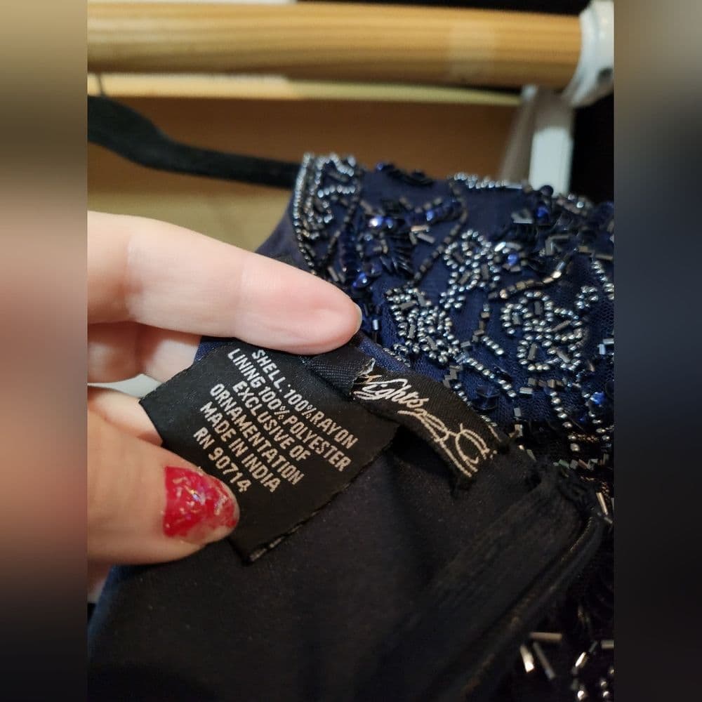 Navy Blue Beaded Formal Mother Of the Bride Dress Pisarro Nights - Thumbnail 9