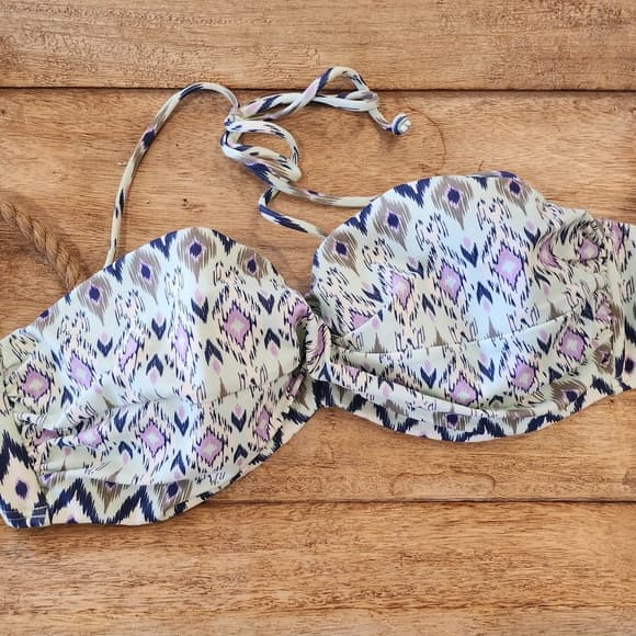 Victoria's Secret Blue And PurpleTribal Patterned Bikini Top - Thumbnail 8