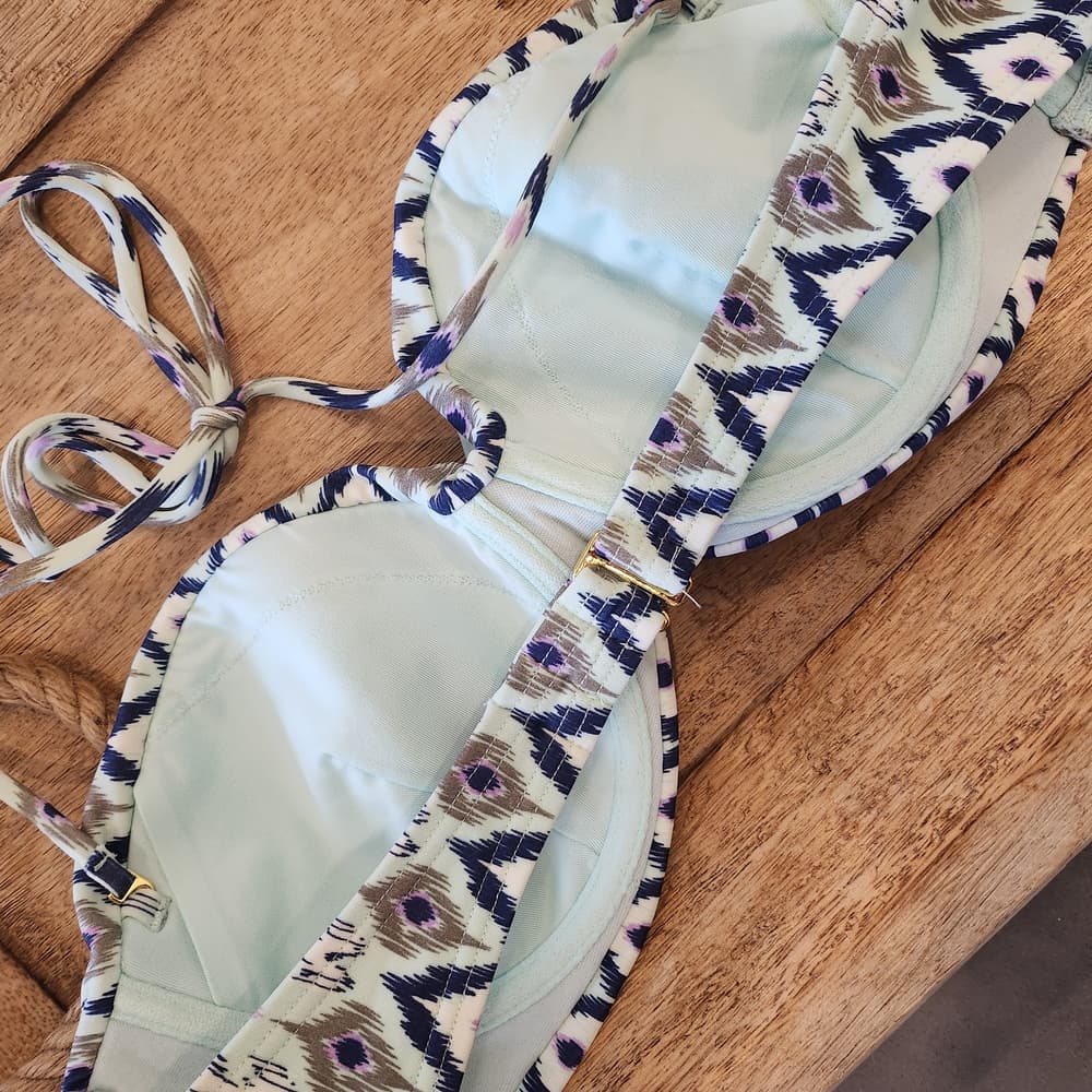Victoria's Secret Blue And PurpleTribal Patterned Bikini Top - Thumbnail 3