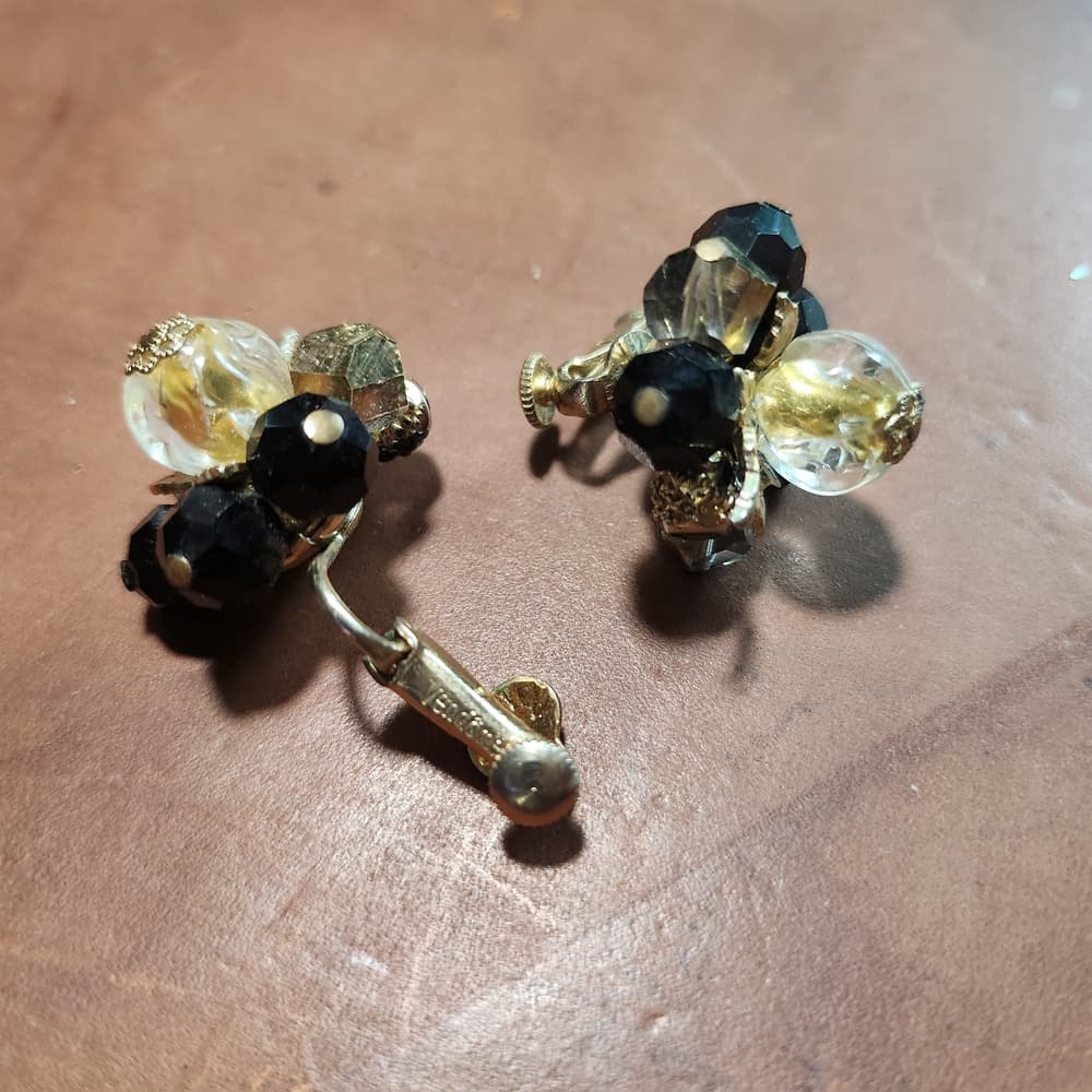 Vintage Stamped Vendome Flower Clip On Earrings And Necklace [Broke] Beads - Thumbnail 5
