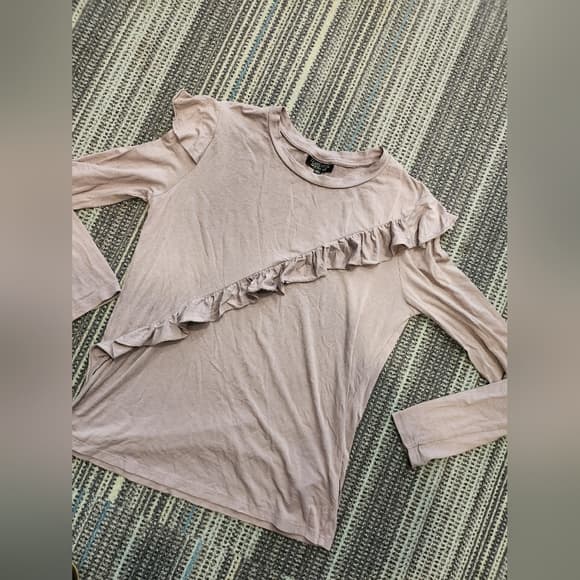 Topshop Ruffled Long Sleeve Top in Light Pink Or Lavender Color - Thumbnail 8