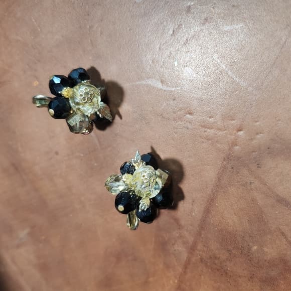 Vintage Stamped Vendome Flower Clip On Earrings And Necklace [Broke] Beads - Thumbnail 11