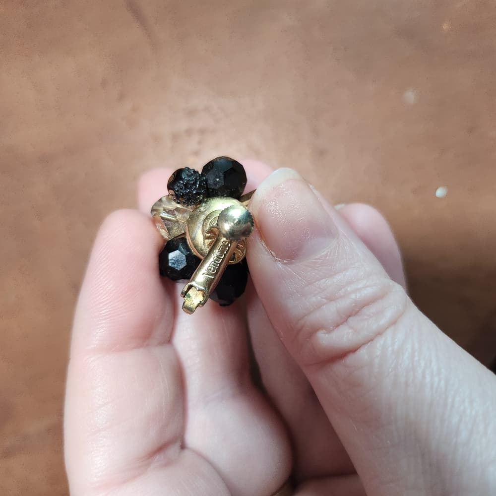 Vintage Stamped Vendome Flower Clip On Earrings And Necklace [Broke] Beads - Thumbnail 4