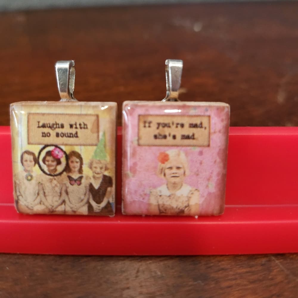 Scrabble Tile Best Friend Sisters friendship Vintage style Whimsical Handmade - Thumbnail 10