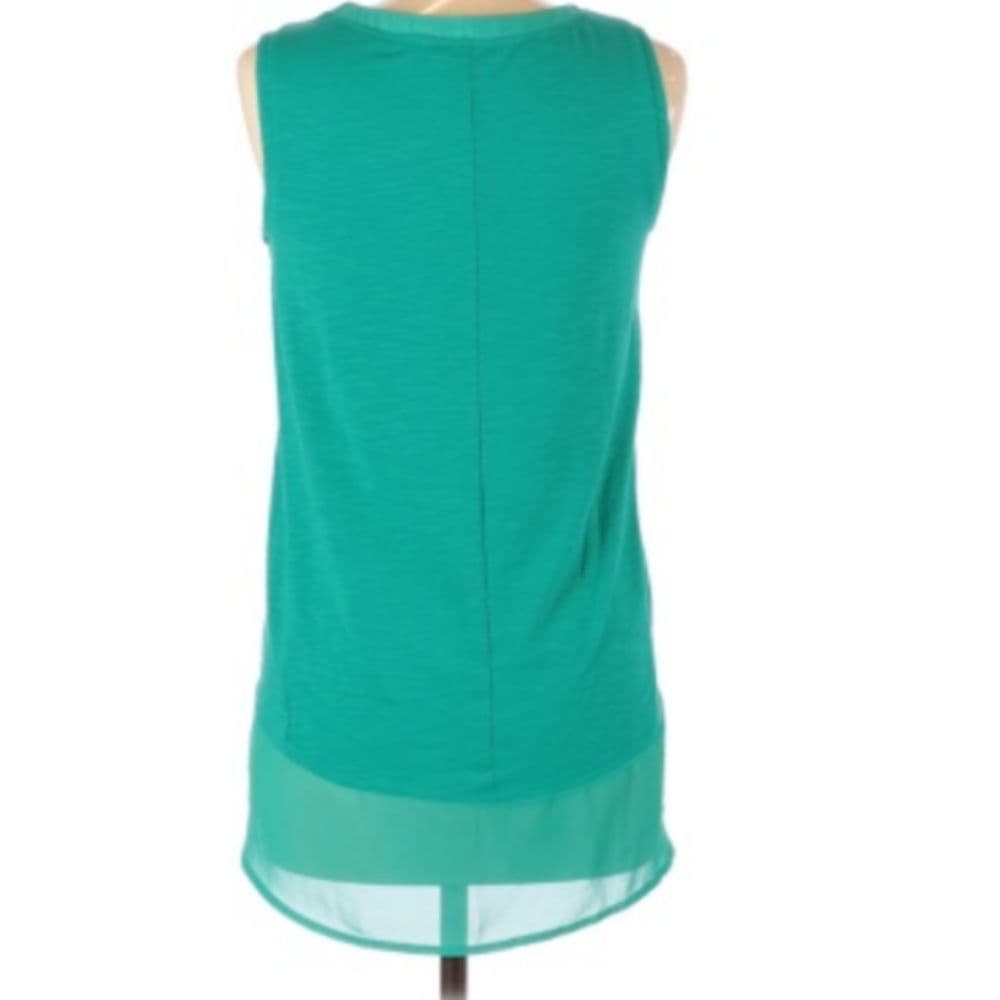 Adriennne Vittadini Mint Green High Low Sleeveless Sheer Bottom - Thumbnail 2