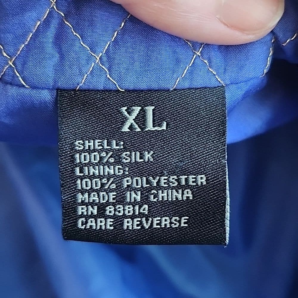 Vintage Fuda International Blue Silk Windbreaker Light Weight Jacket - Thumbnail 9