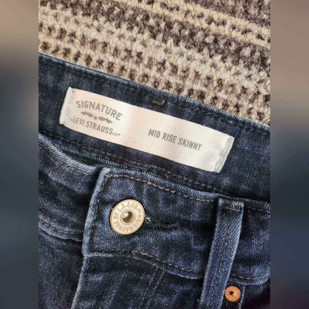 Levi's Mid Rise Skinny Dark Blue Stretch Jeans - Thumbnail 6