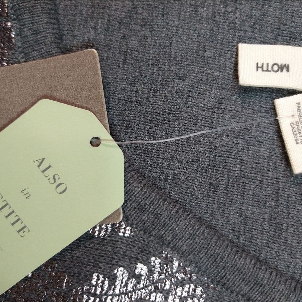 Grey and Silver Anthropologie Moth Knit top - Thumbnail 2