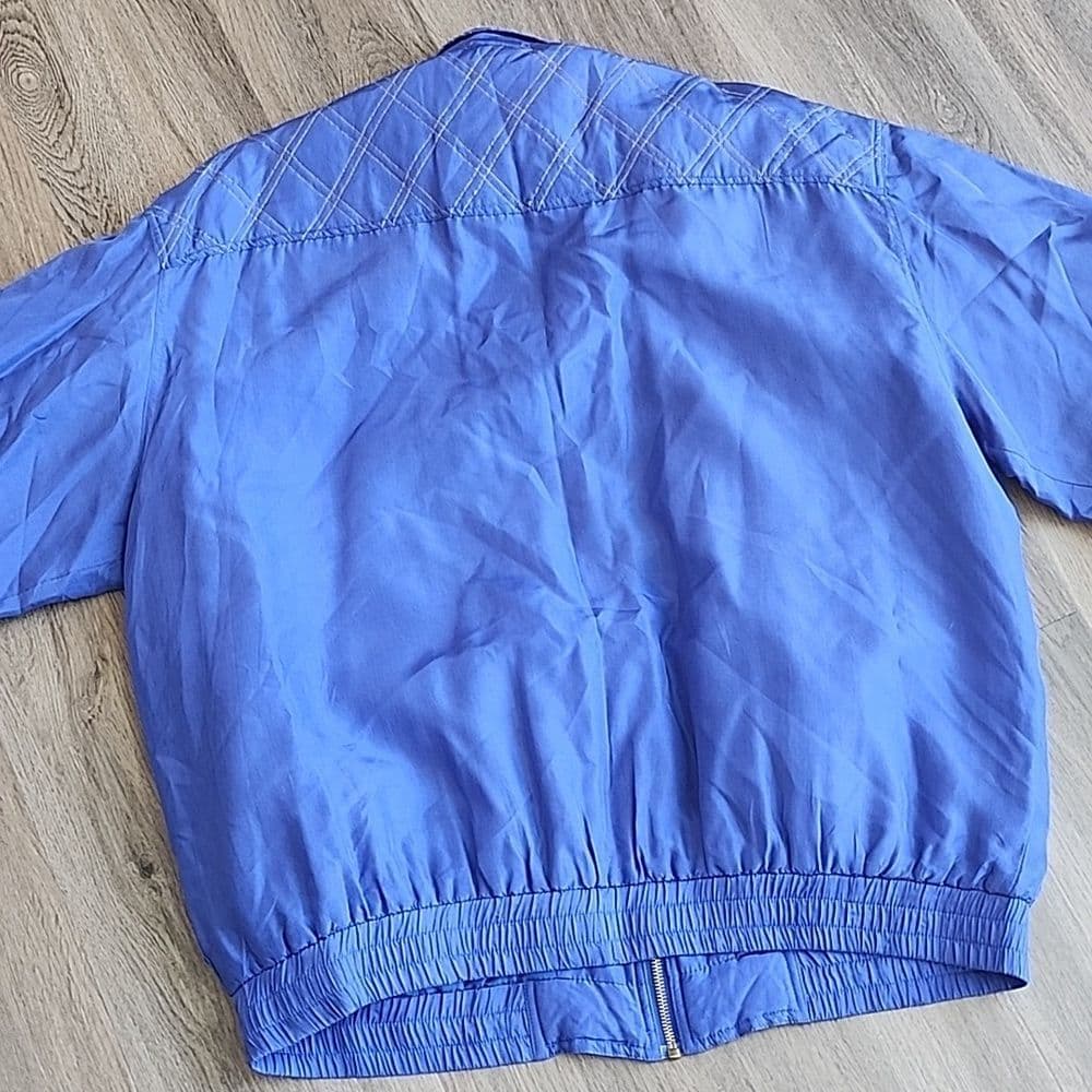 Vintage Fuda International Blue Silk Windbreaker Light Weight Jacket - Thumbnail 11
