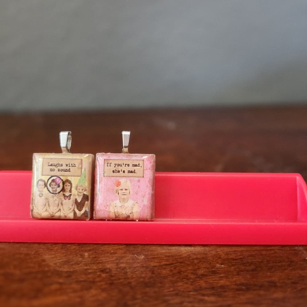 Scrabble Tile Best Friend Sisters friendship Vintage style Whimsical Handmade - Thumbnail 2