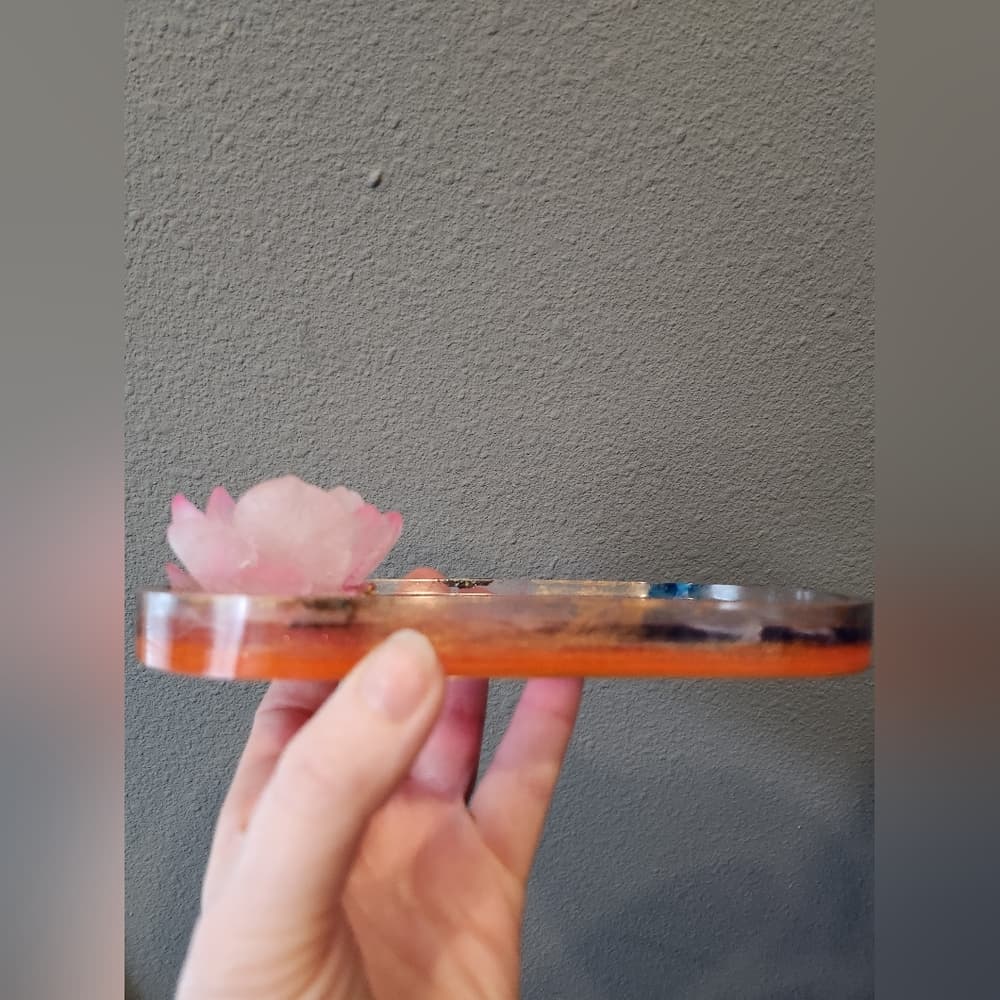 Handmade Pink Blue Gold Swirl Resin Succulent Trinket Vanity Dish