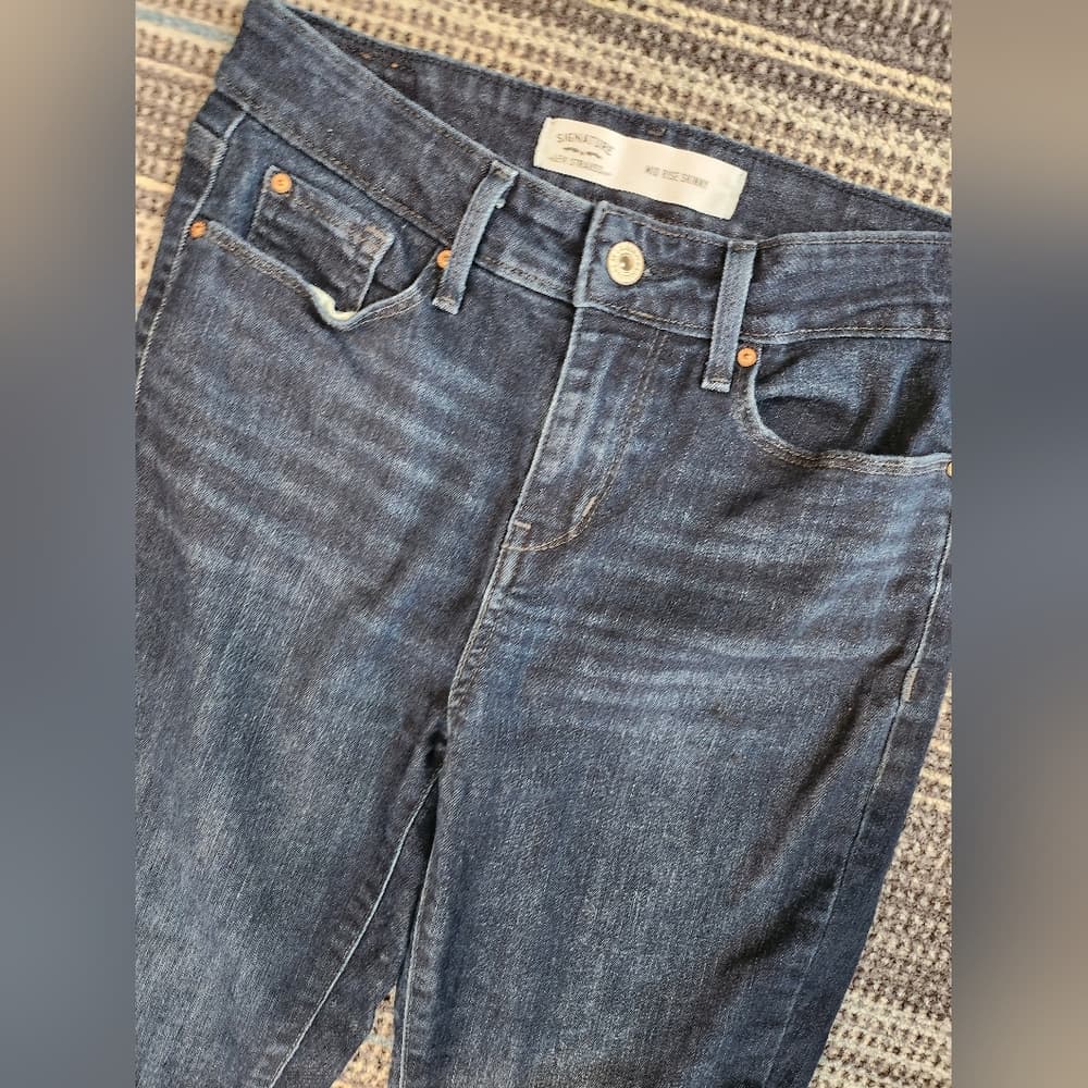 Levi's Mid Rise Skinny Dark Blue Stretch Jeans - Thumbnail 5