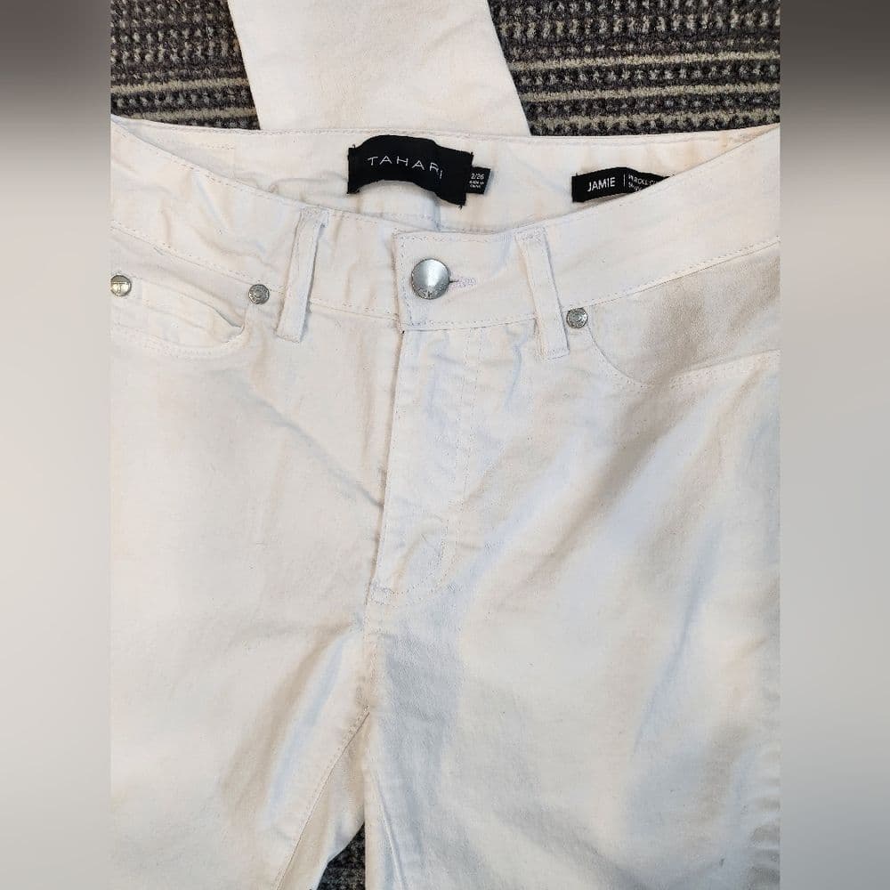 Tahari White Denim Jaimie Roll Cuff Skinny Jeans - Thumbnail 5