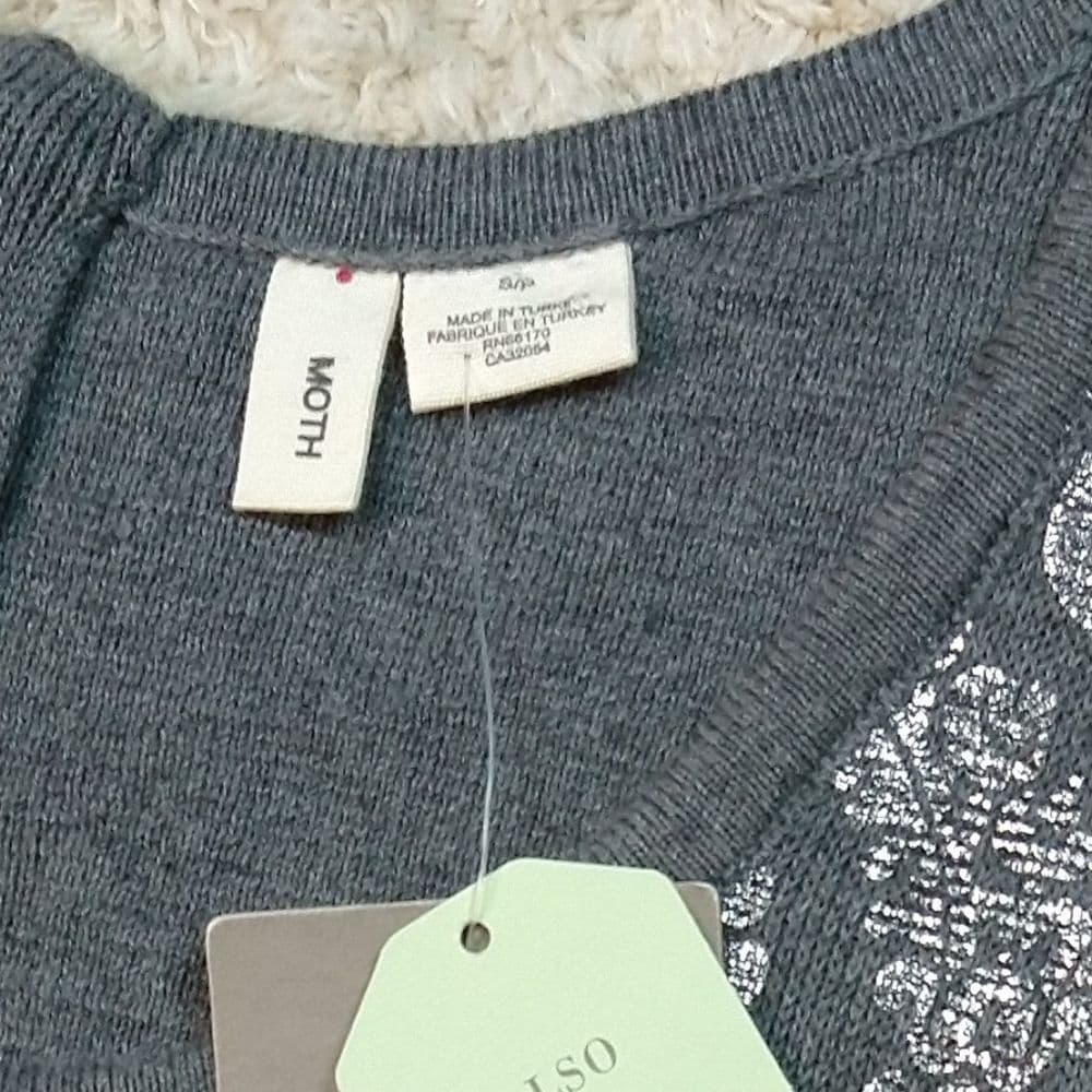 Grey and Silver Anthropologie Moth Knit top - Thumbnail 8