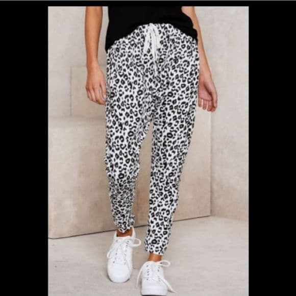 Price Drop!! 🌟Casual Leopard Print Joggers - White - Thumbnail 9