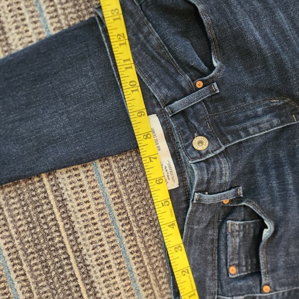 Levi's Mid Rise Skinny Dark Blue Stretch Jeans - Thumbnail 12