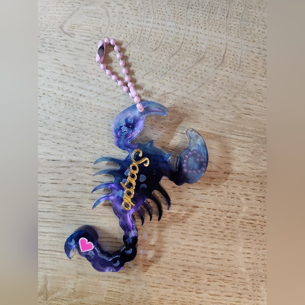 3 For 10 Sale Handmade Resin Scorpio Key Chain Purple Pink Shimmer - Thumbnail 2