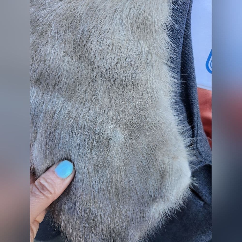 Vintage ILGWU Union Made 1960s Fur Collar Blue Chunky Button Mod Ladies Jacket - Thumbnail 4