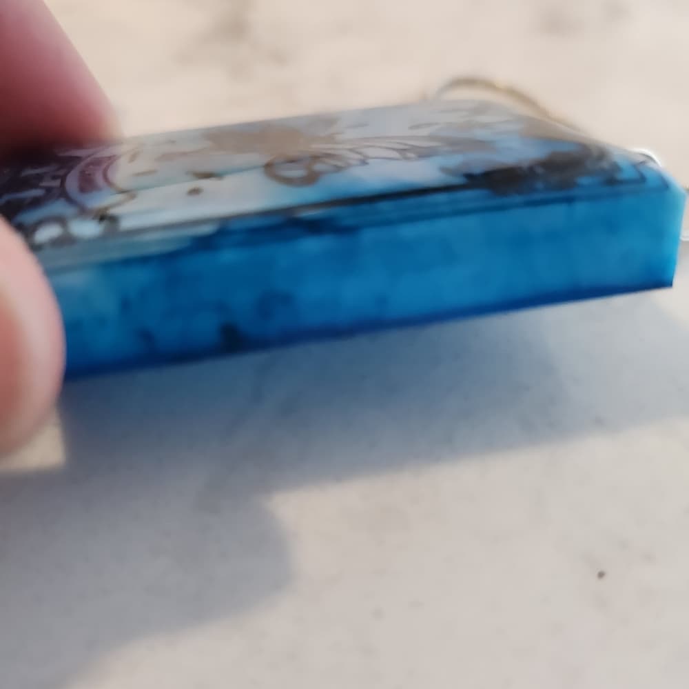 Blue Tie Dye Resin Tarot Card The Lovers Butterfly Hand Painted Glossy - Thumbnail 4
