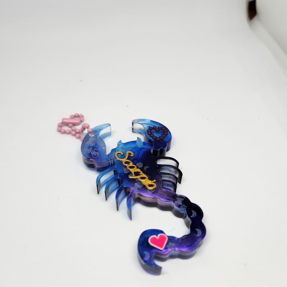 3 For 10 Sale Handmade Resin Scorpio Key Chain Purple Pink Shimmer - Thumbnail 3