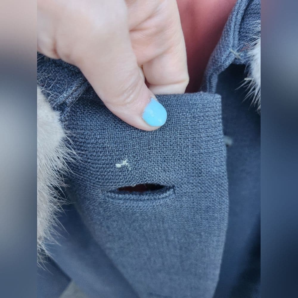 Vintage ILGWU Union Made 1960s Fur Collar Blue Chunky Button Mod Ladies Jacket - Thumbnail 3