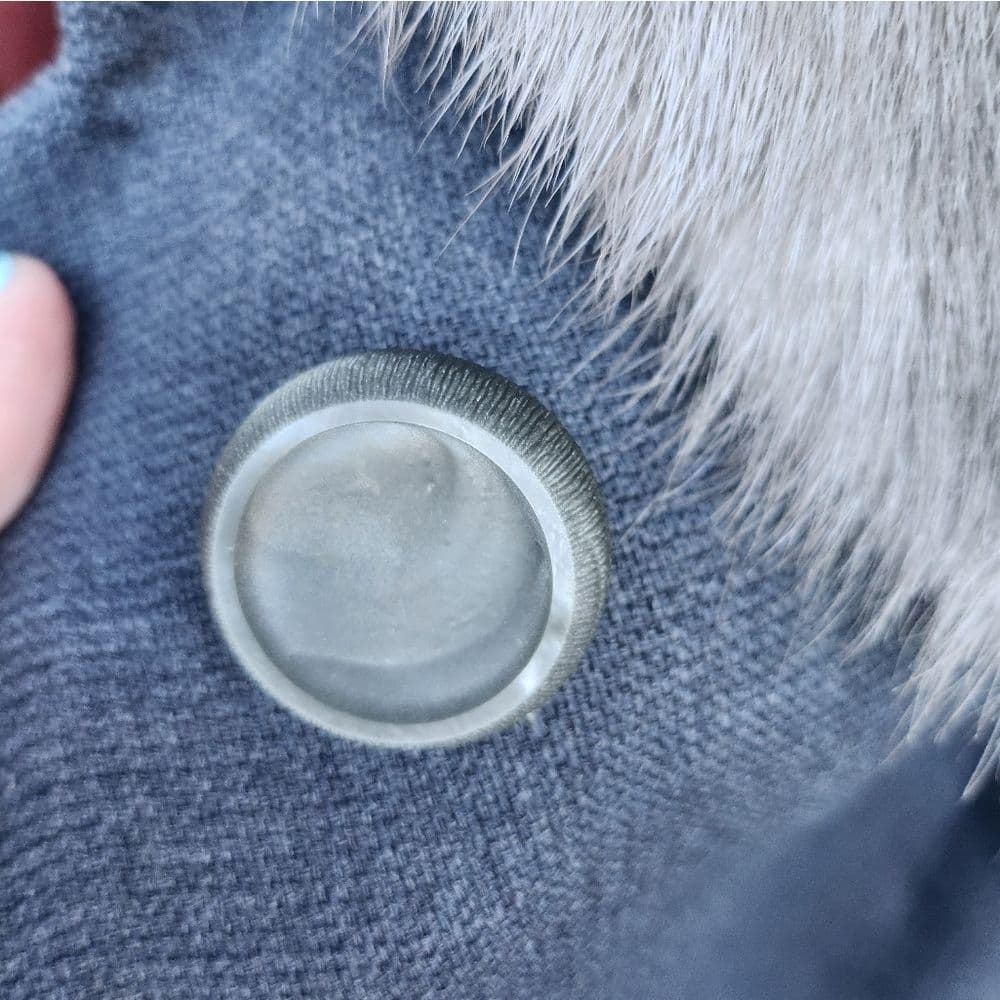 Vintage ILGWU Union Made 1960s Fur Collar Blue Chunky Button Mod Ladies Jacket - Thumbnail 6