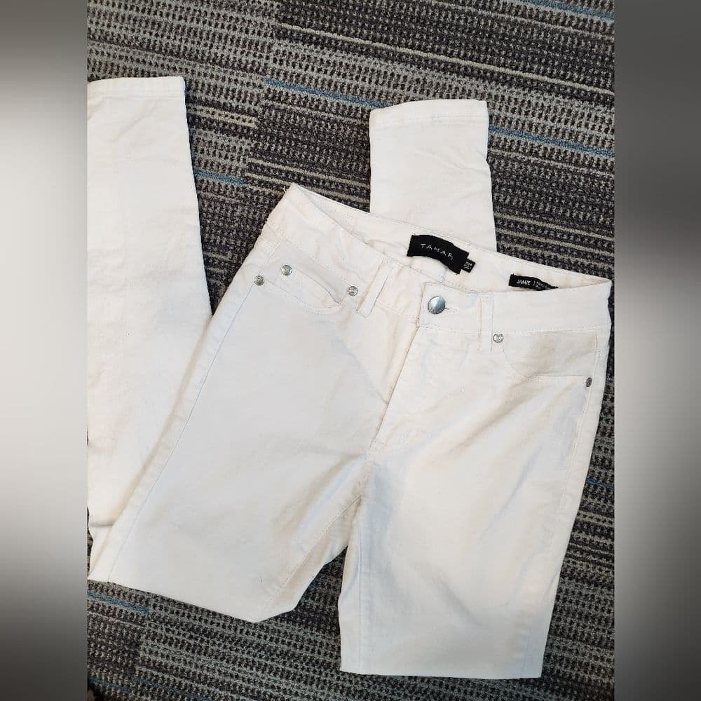 Tahari White Denim Jaimie Roll Cuff Skinny Jeans - Thumbnail 4