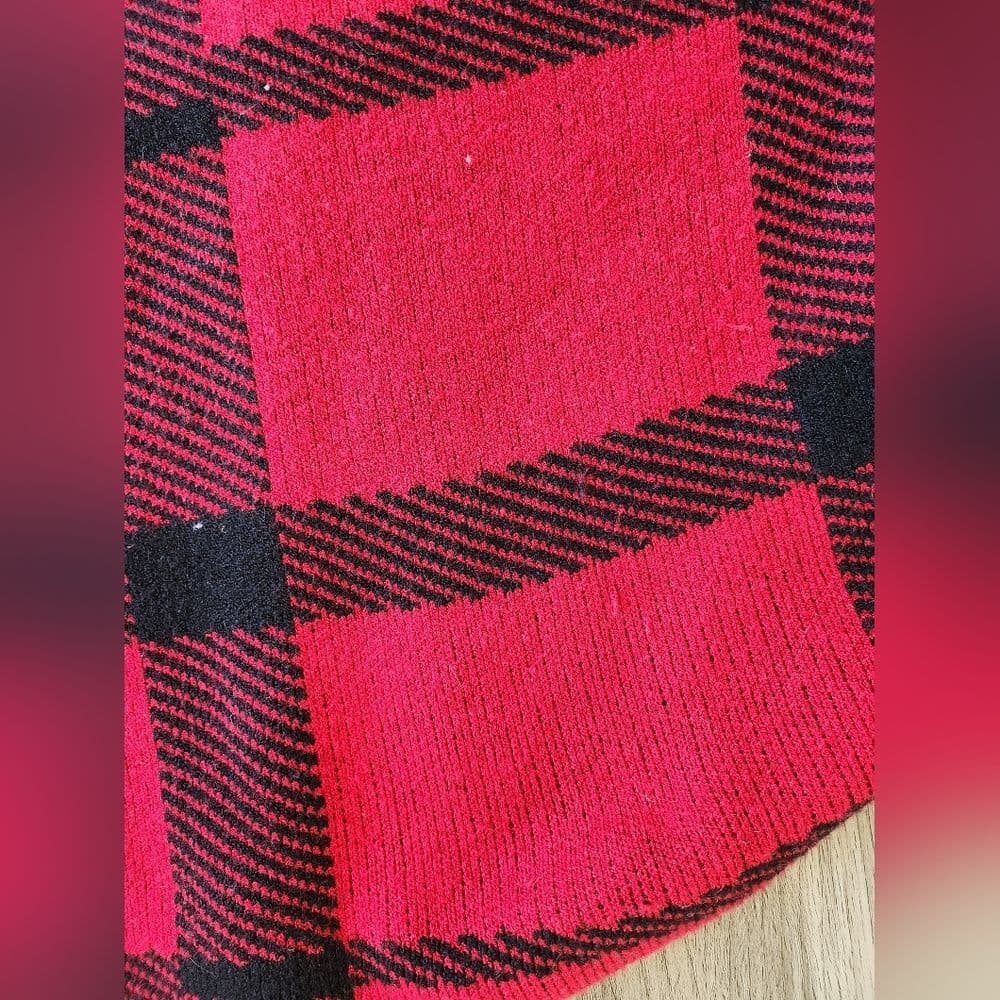 Zesica Red and Black Plaid Soft Cardigan - Thumbnail 5
