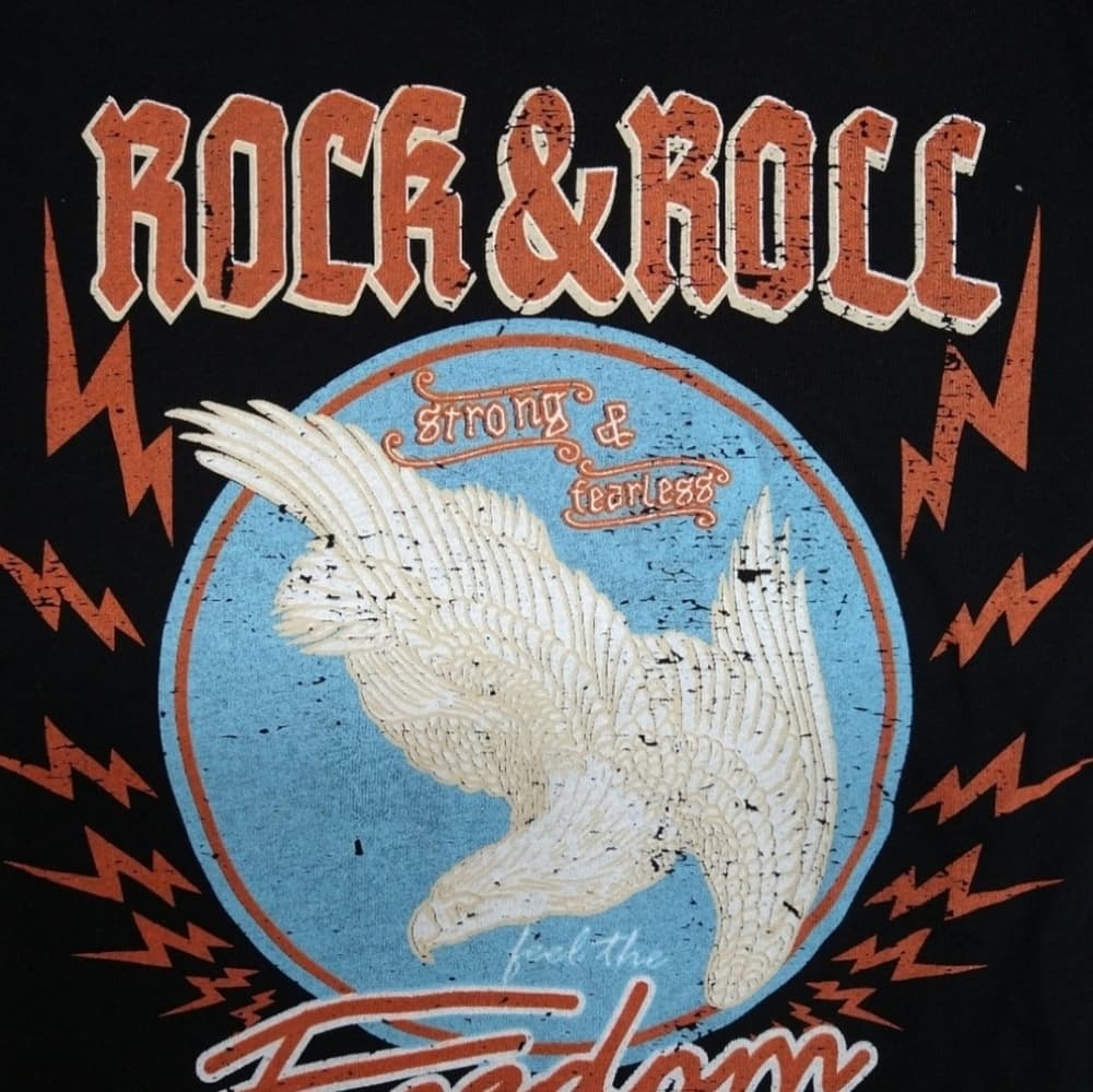 Retro Look Rock and Roll Graphic Tees in Black or White - Thumbnail 3