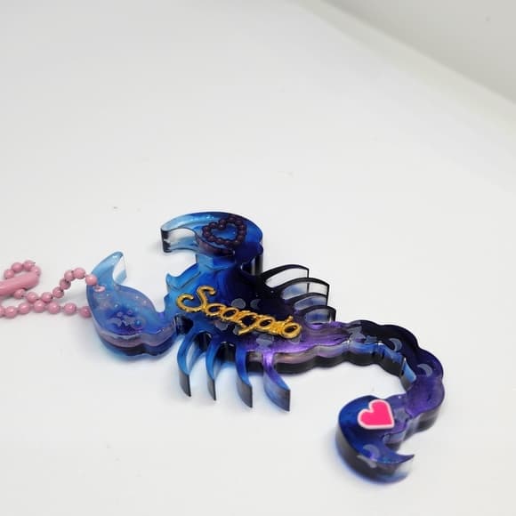 3 For 10 Sale Handmade Resin Scorpio Key Chain Purple Pink Shimmer - Thumbnail 5